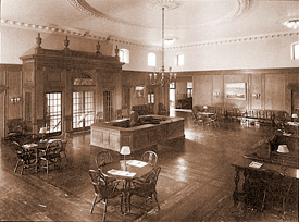 Strong Memorial Hospital lobby, circa 1926, now the Edward G. Miner Library reading room