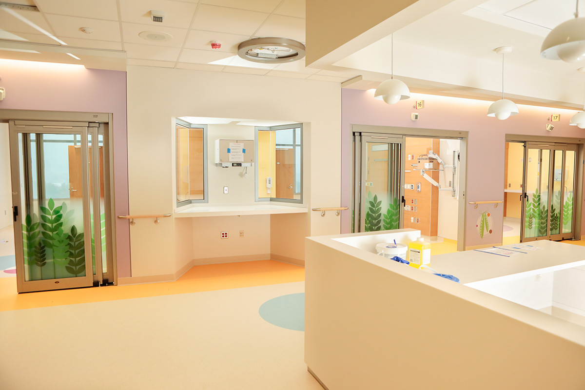 PICU — Pediatric Intensive Care Unit — Nurse’s station and patient rooms
