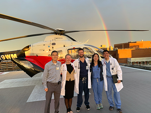 Residents on the helipad on Strong Memorial Hospital
