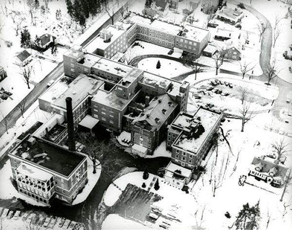Aerial view of Highland Hospital circa 1960