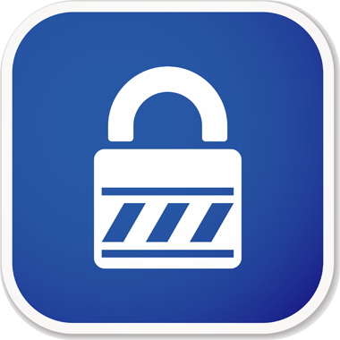blue and white padlock icon