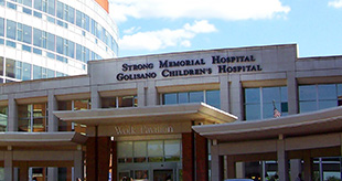 Entrance to Strong Memorial Hospital on Jackson Drive