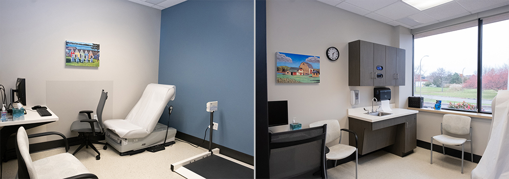 two different patient rooms at outpatient clinic