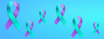teal and purple ribbon for suicide prevention