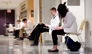 students in hallway