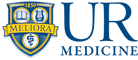 UR Medicine logo consisting of a shield containing 'MELIORA' and '1850', and 'UR MEDICINE' in blue letters on a white background.