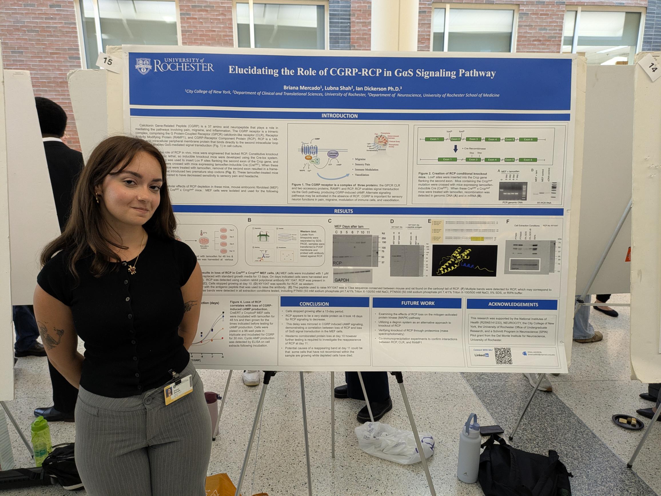 studend with scientific poster