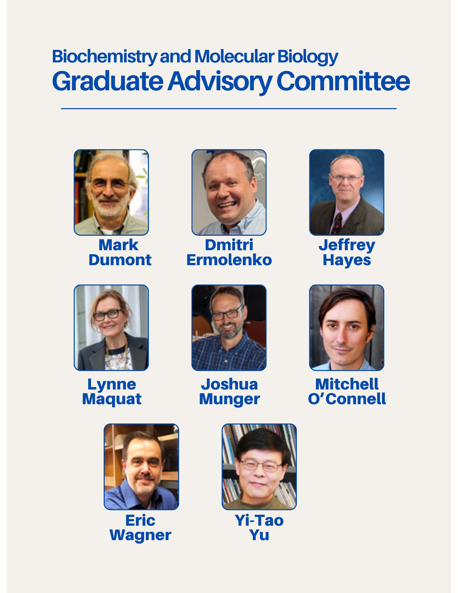 2026 BMB Faculty Advisory Committee Members