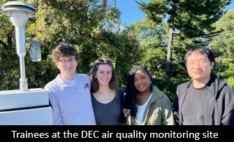 Trainees outdoors at air quality monitoring site
