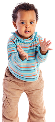 toddler standing and clapping hands