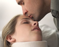 Woman with neck brace