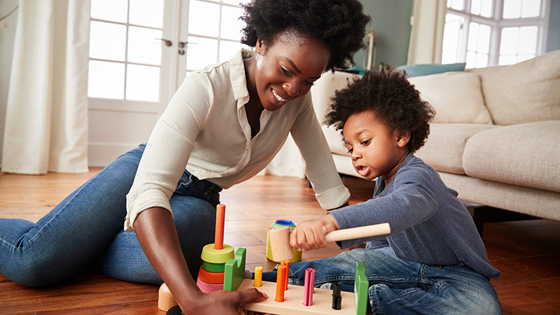 Mom playing with child