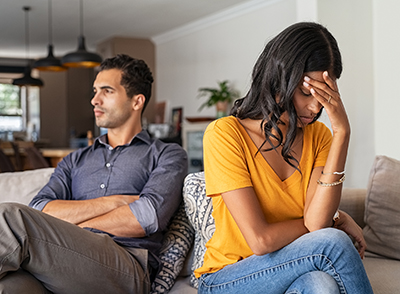 Couple grieving at home