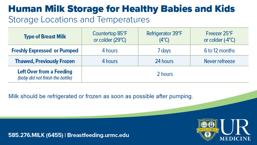 Human Milk Storage Guidelines Chart