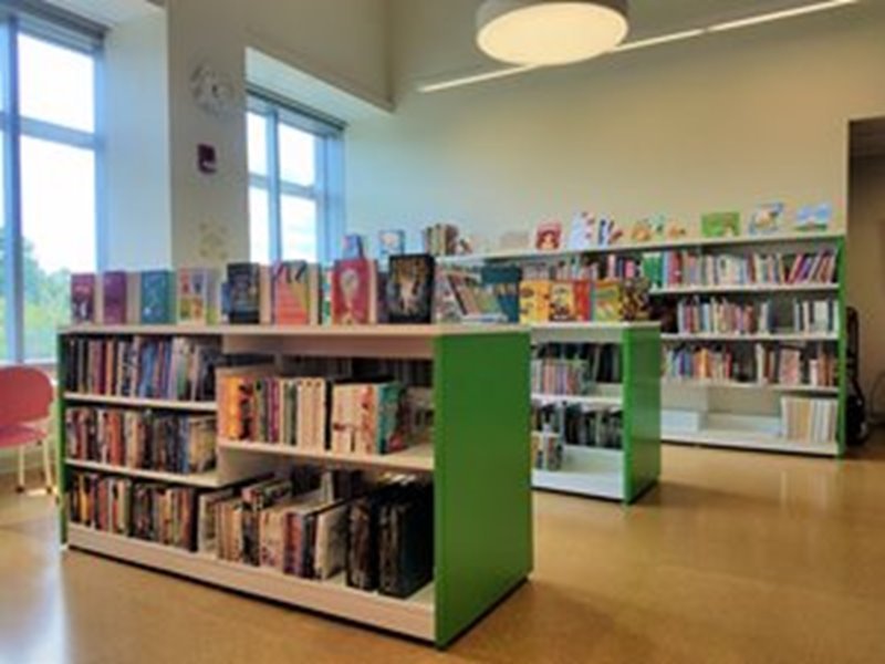 Play area showcasing books and other toys