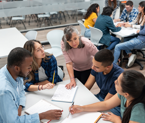 Teacher in group setting