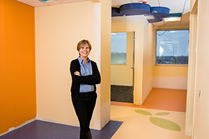 Lynn Cole, N.P., in one of the new exam rooms