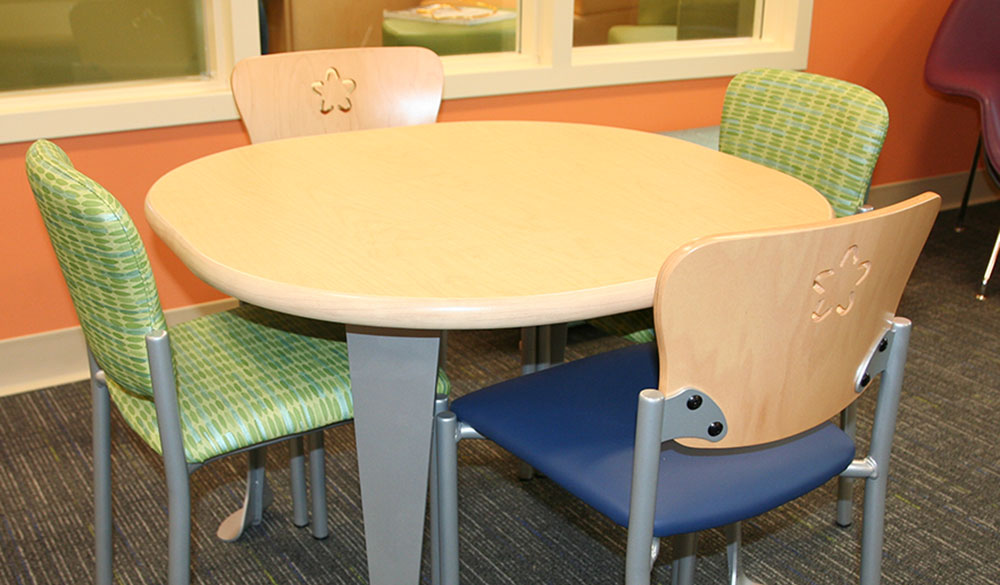 A table for kids in the waiting room