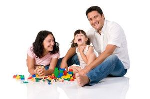 Family Playing with Blocks