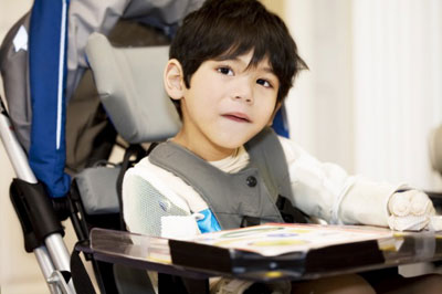 Boy in wheelchair