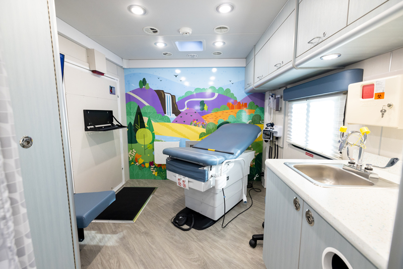 Inside pediatric mobile health clinic