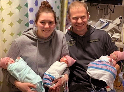 Csapo family - triplets in hospital