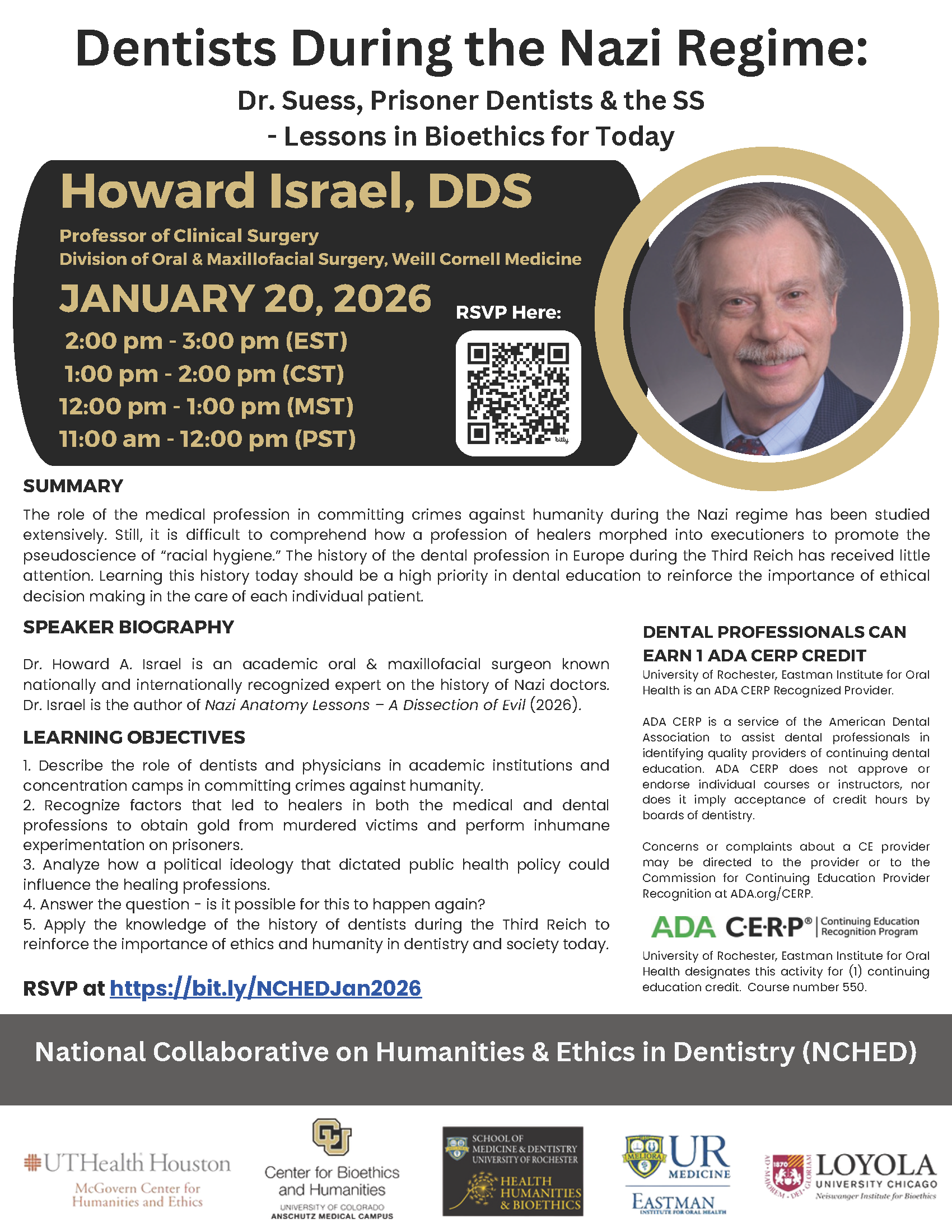 Howard Israel, DDS lecture flyer
