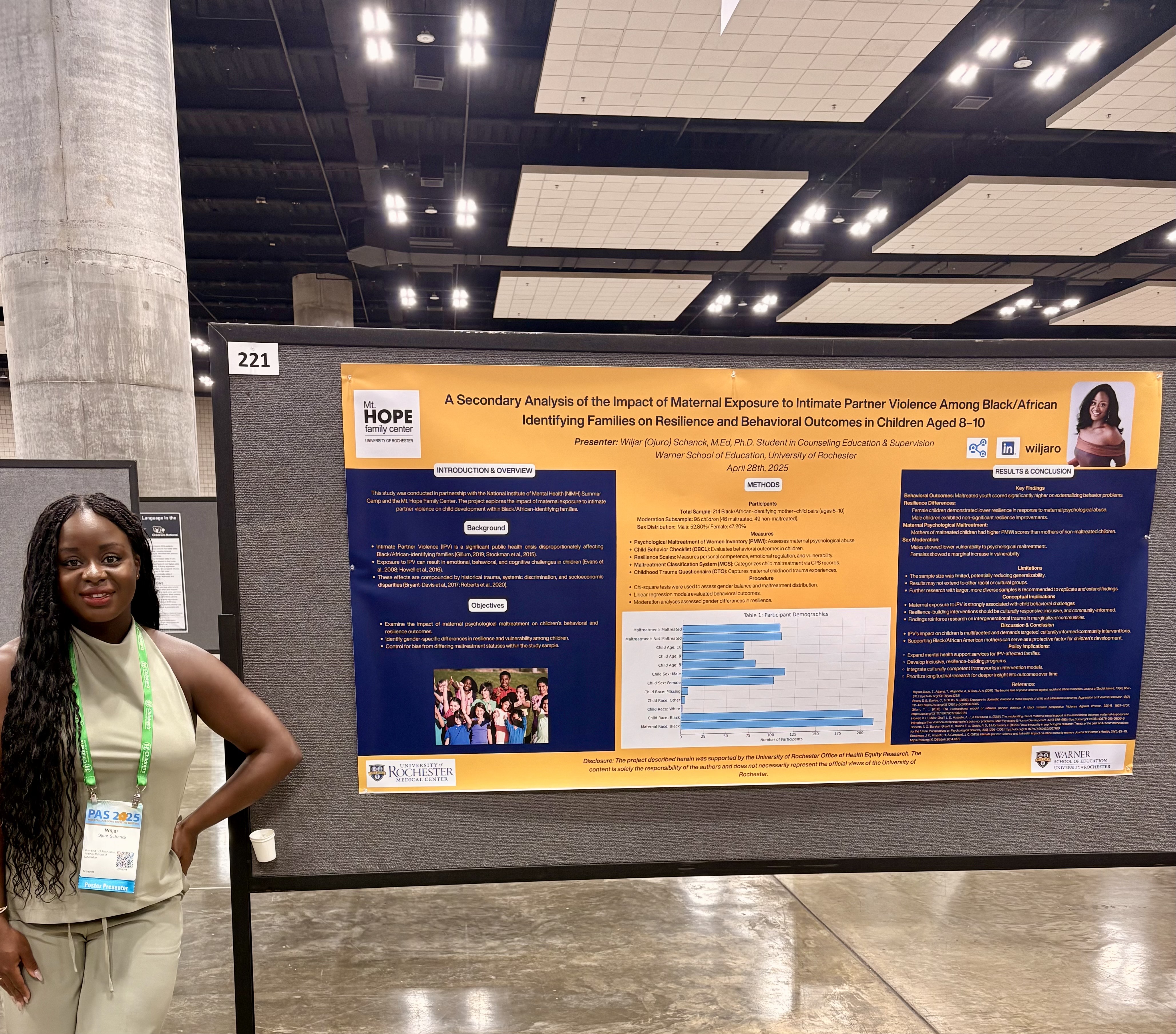 Person standing in front of scientific research poster