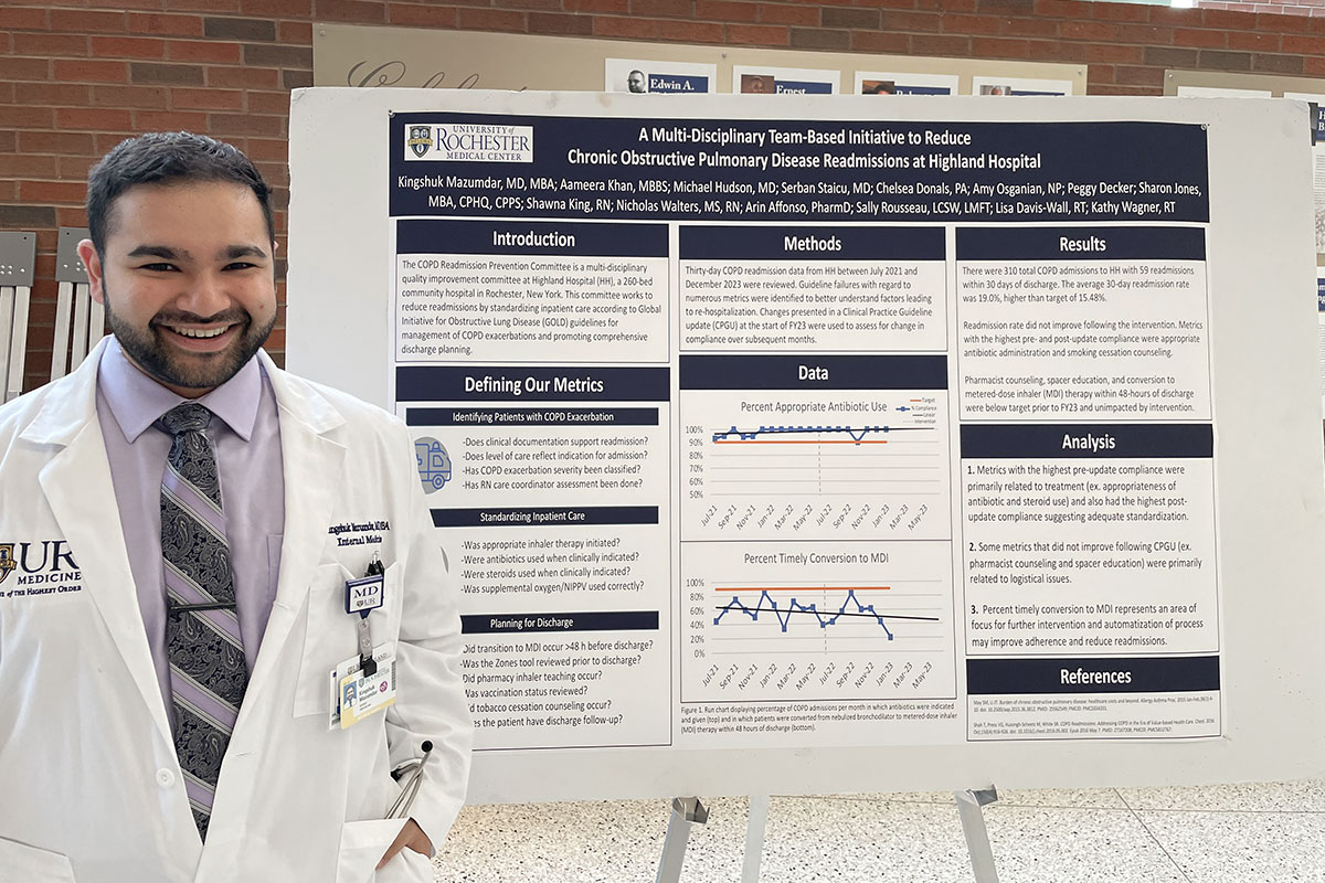 Kingshuk Mazumdar, MD, MBA presents his Second Place Winning poster at Resident Poster Day 2023