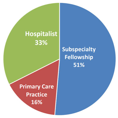 Pie chart showing paths of recent graduates
