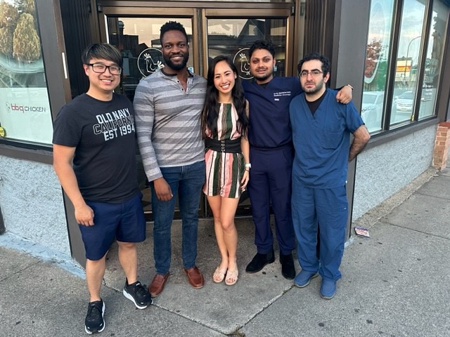 Residents sharing a meal after work