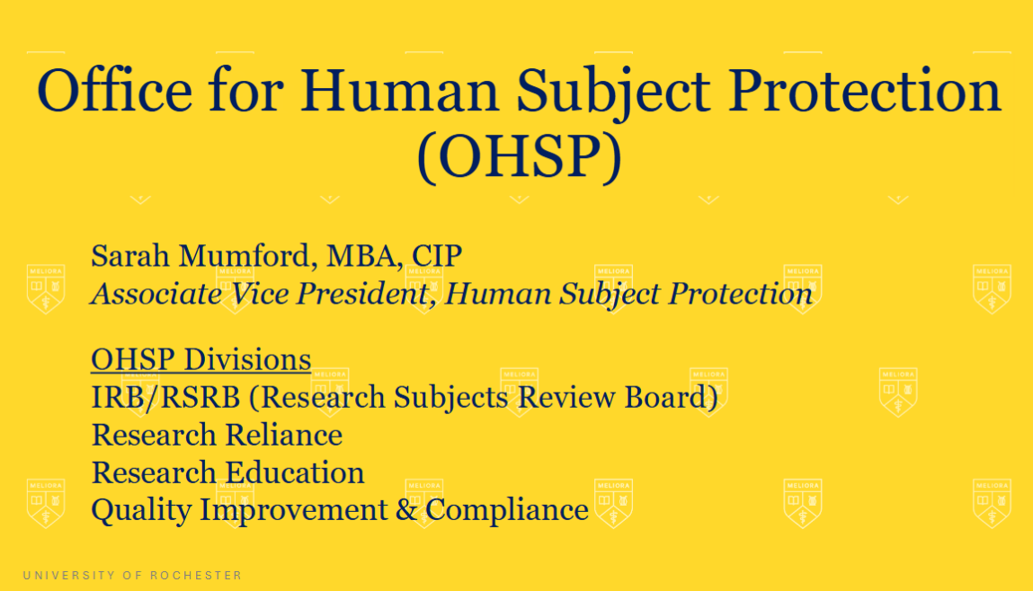 Office of Human Subjects Protection presentation slides
