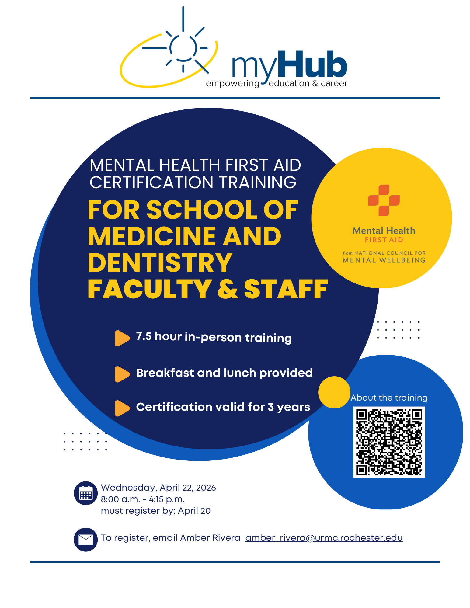 QR code for mental health first aid certification training faculty and staff