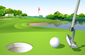 Cartoon Image of a Putter and Golf Ball