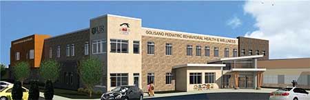 Rendering of the Golisano Pediatric Behavioral Health and Wellness Building