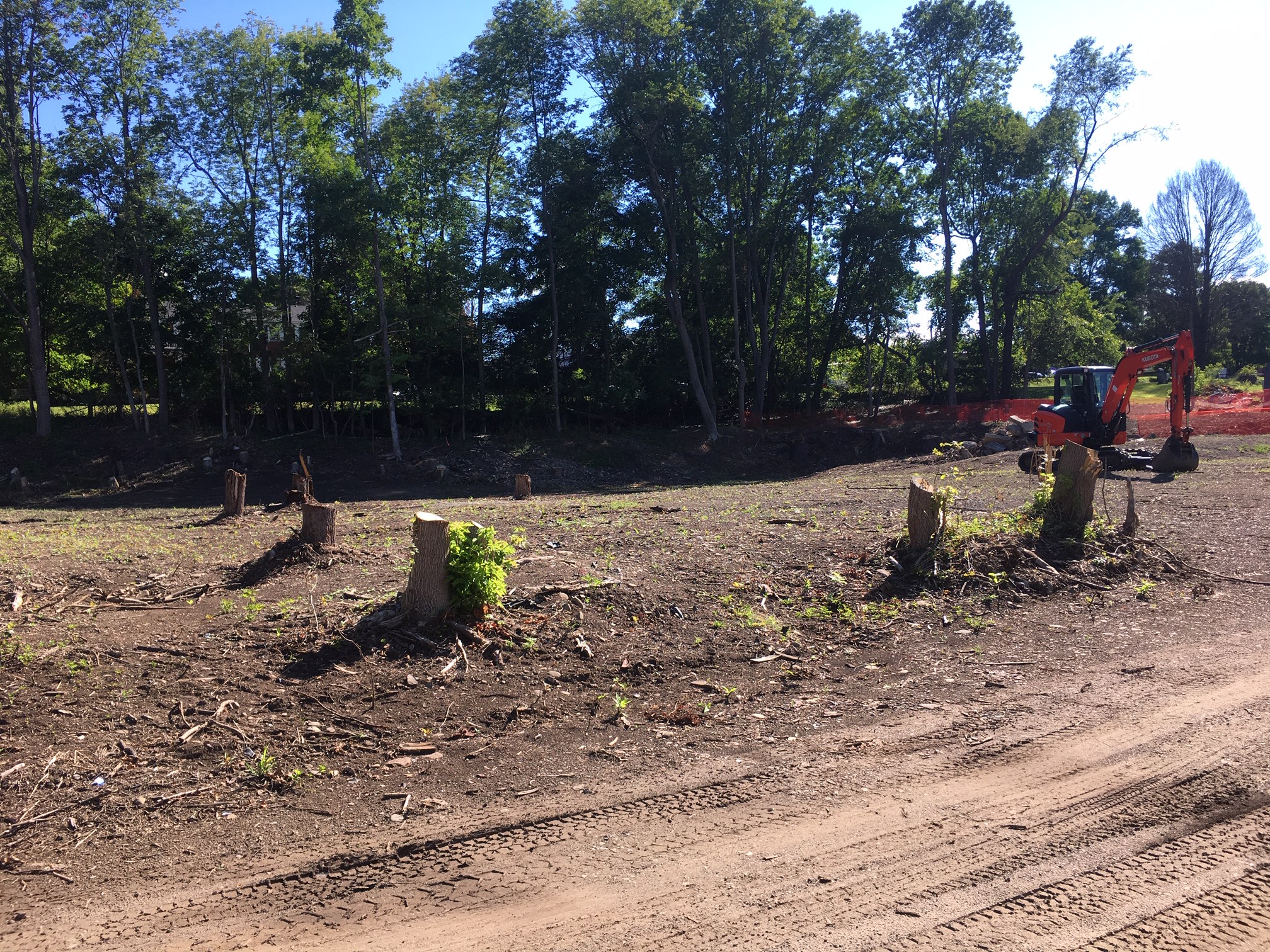 Site clearing for new parking lot