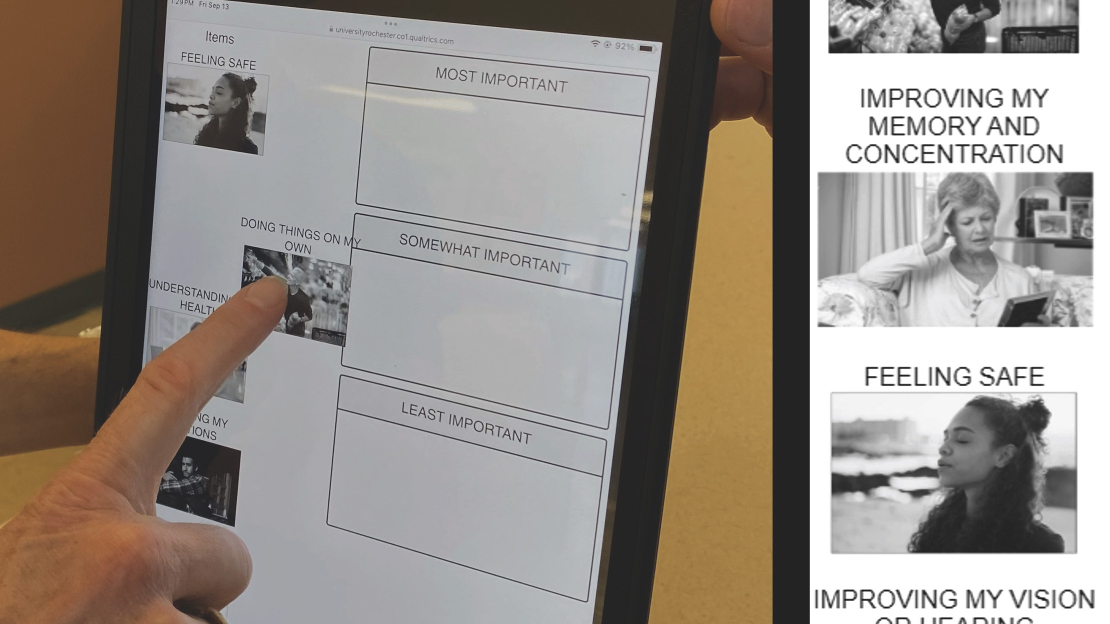 person entering preferences on ipad