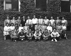 1955-56. Eastman Dental interns & fellow staff. Bibby is in the middle row, 7th from left.