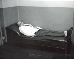 Dentist (name unknown) sleeping on a couch