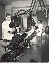 Two patients getting dental x-ray.