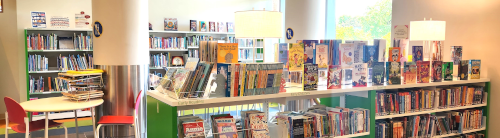 Picture of the Family Resource Library displaying book collection