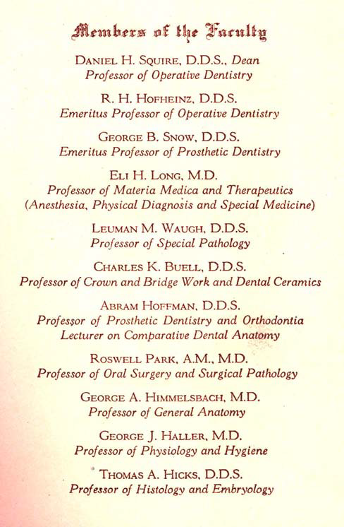 Commencement Brochure, list of members of faculty