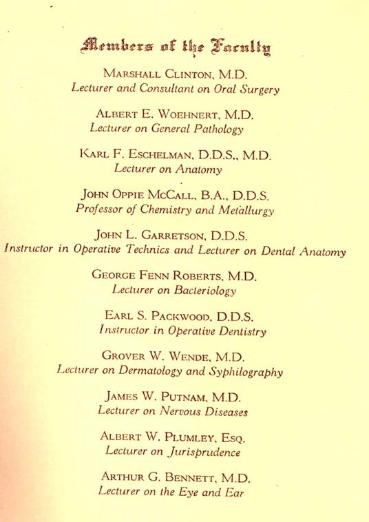 Commencement Brochure, continued list of members of faculty