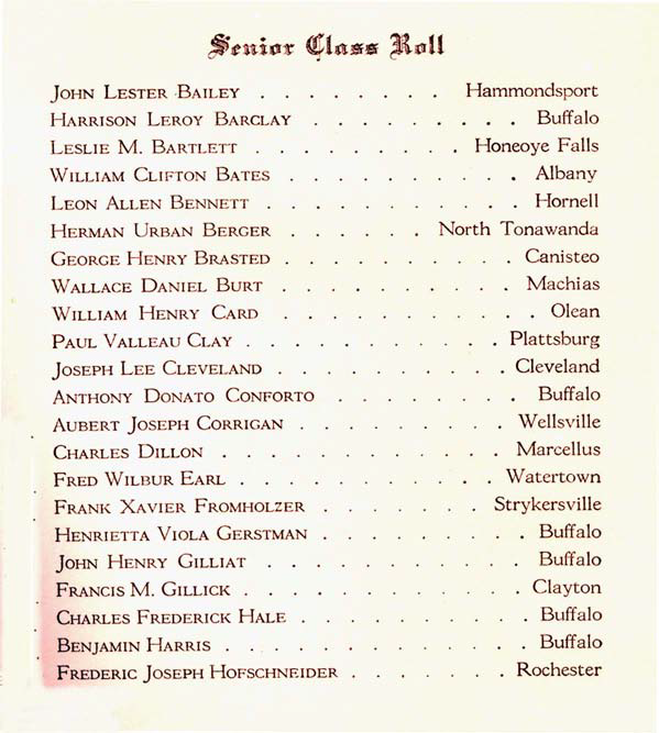 Commencement Brochure, senior class roll