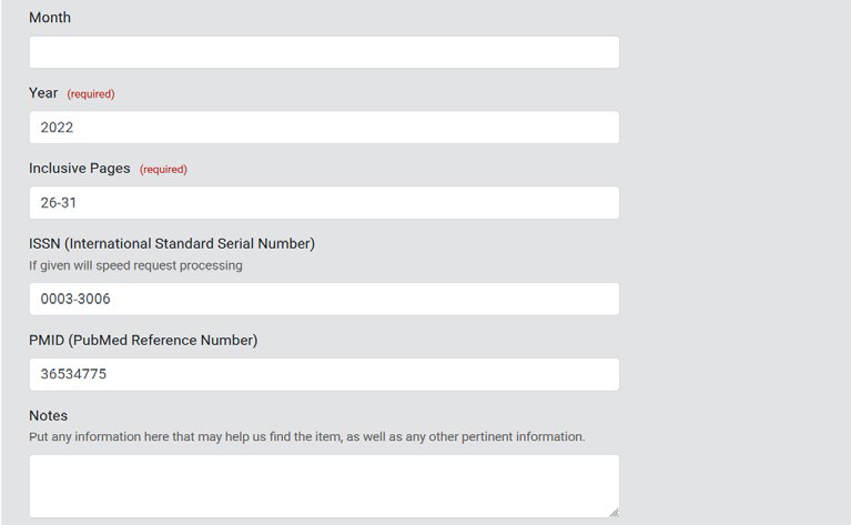 2 of 3 images depiciting full article request form