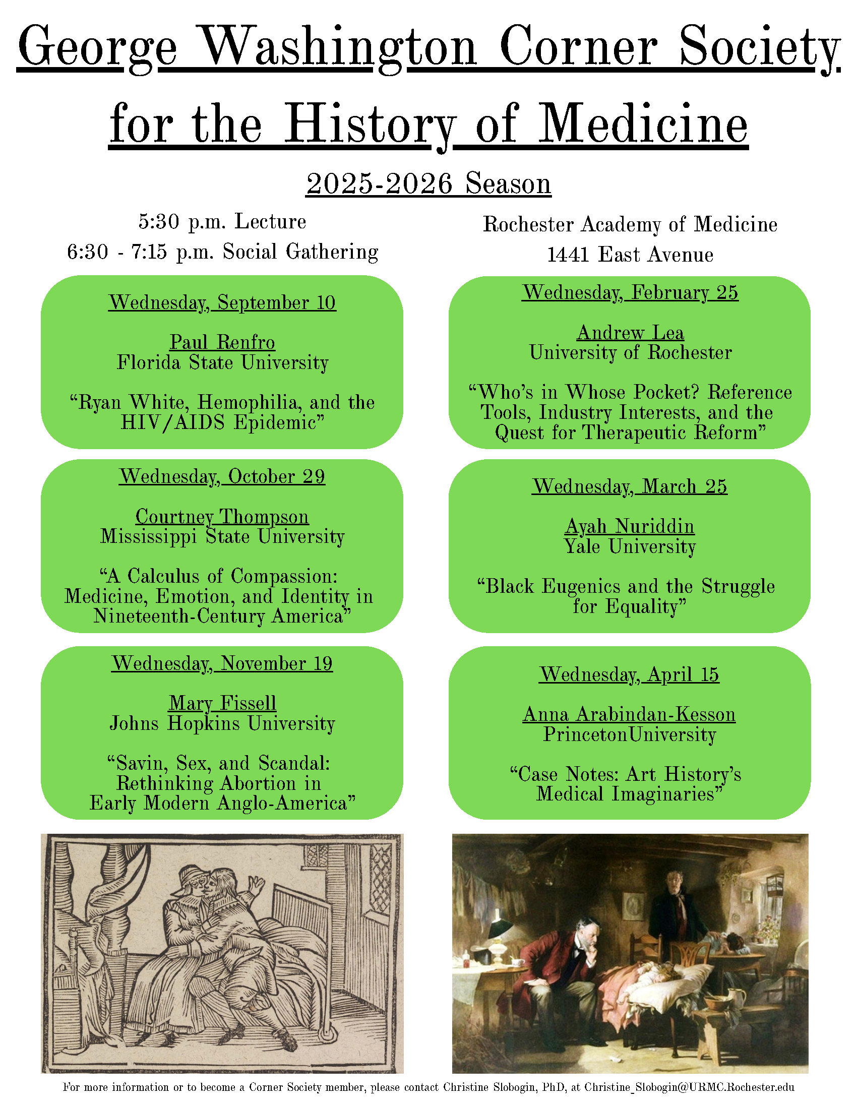 Corner Society 2025-2026 Flyer