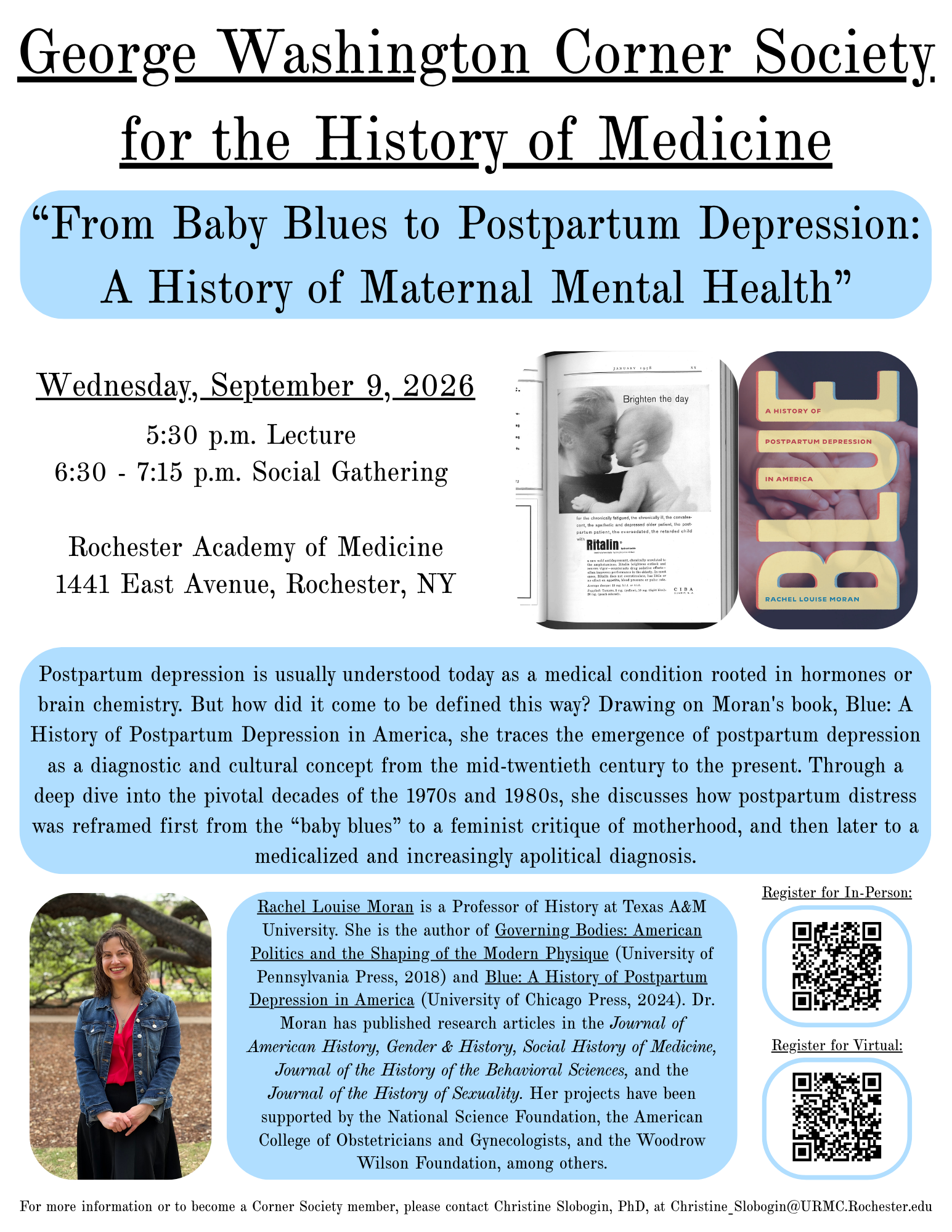 Flyer for the Moran Lecture