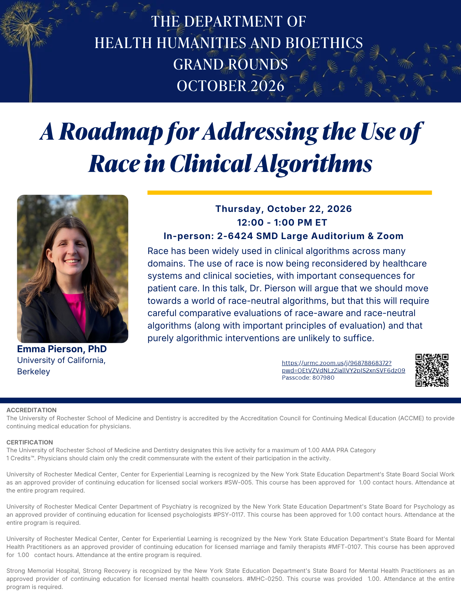 Flyer for the Pierson lecture