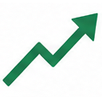 Jagged arrow trending upward