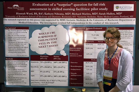 Hannah Ward, 3rd year medical student, presents research during poster presentation at 2016 AGS meeting.